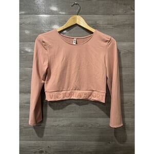Victoria Sport Long Sleeve Pink Crop Top Size Medium